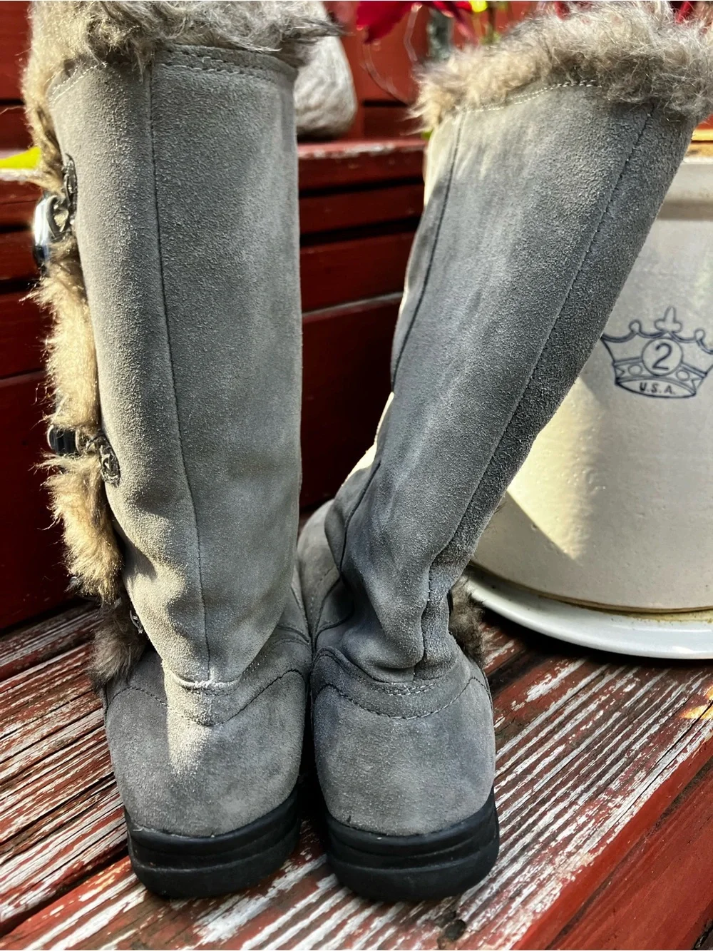 White Mountain Tantalas Gray Suede Fur Winter Boots 9M MSRP $85